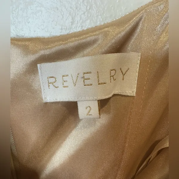 Revelry Skye‎ Velvet Champagne Cowl Neck Maxi Dress Size 2 - Image 3