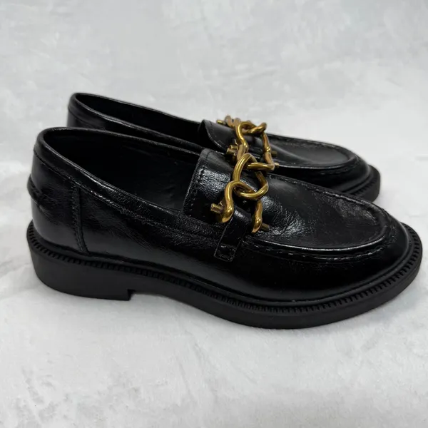 Steve Madden Loafer‎ Black Chain Accent Lug Sole Comfortable Shoes 6.5 - Image 5
