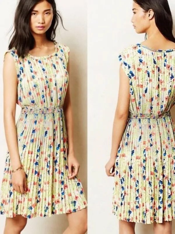 Anthropologie Yoana Baraschi Meadowlight Floral Pleated Dress - Image 2