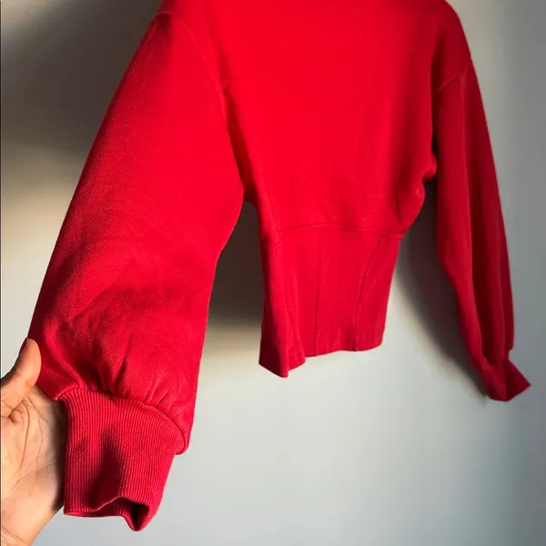 Maeve by Anthropologie Red Corset-Waist Mock Neck Pullover Sweater XS - Image 5