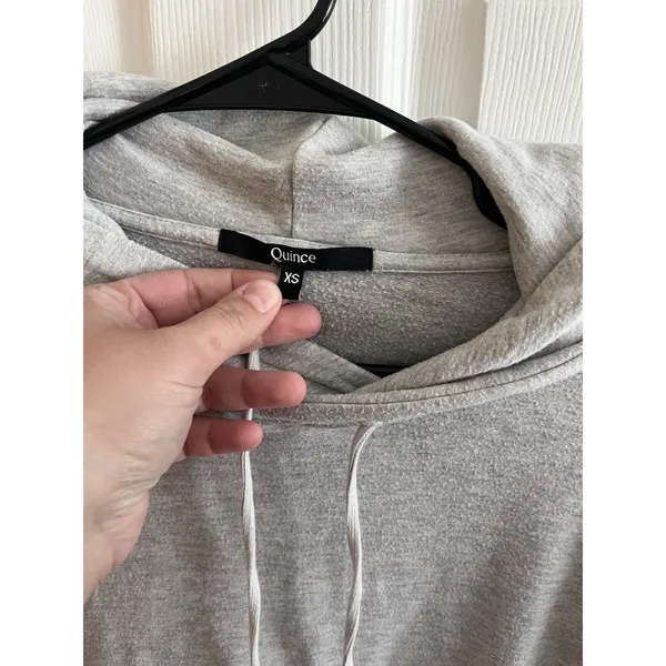QUINCE SuperSoft Fleece Pullover Hoodie in Heather Grey - Size XS - Image 2