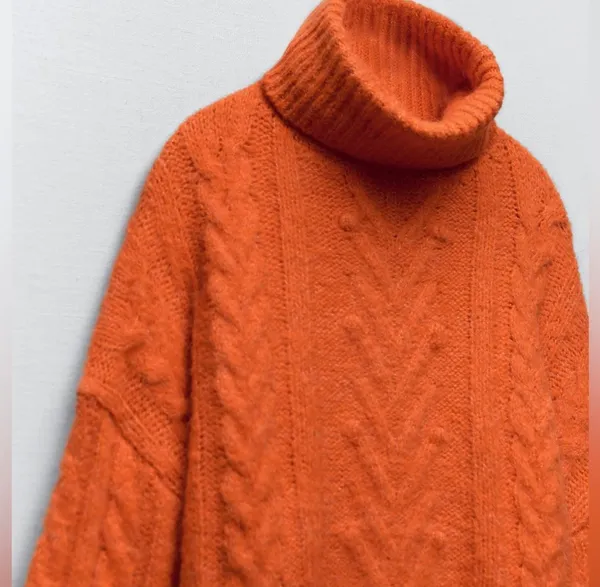 ZARA knitted turtleneck sweter top cardigan - Image 3