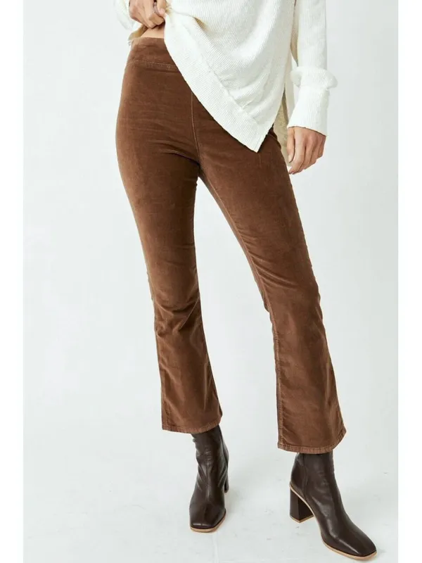Free People In My Feelings Velvet Boho Distressed Crop Slim Flare Pants Size M - Image 16