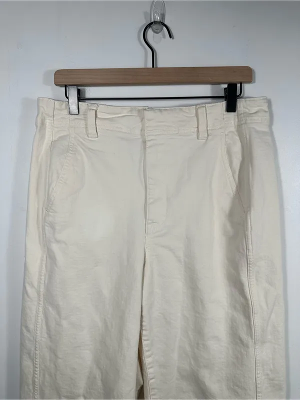 Madewell‎ Tapered Denim Trousers 32 Vintage Ivory High Rise Jeans NS363 $148 - Image 5