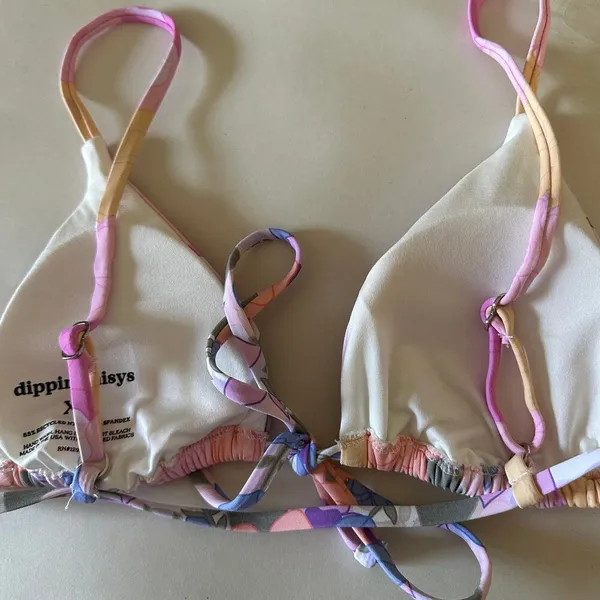 DIPPIN DAISYS | Pink Floral Triangle Bikini Top | Size Extra Small - Image 5