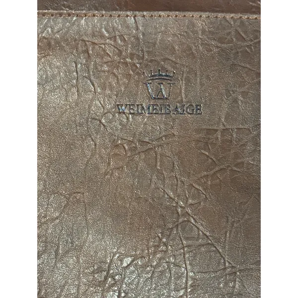 Weimersaige Brown Shoulder Tote Bag Braided Handles Whipstitch Zip Large - Image 2