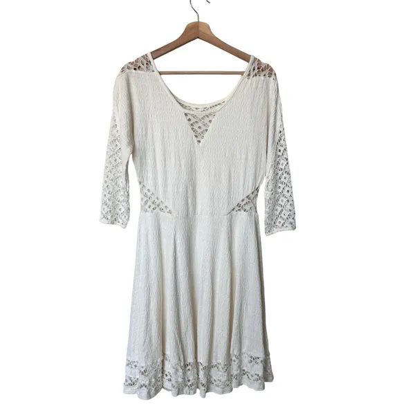 Free People To the Point Dress M White Lace Mini - Image 2