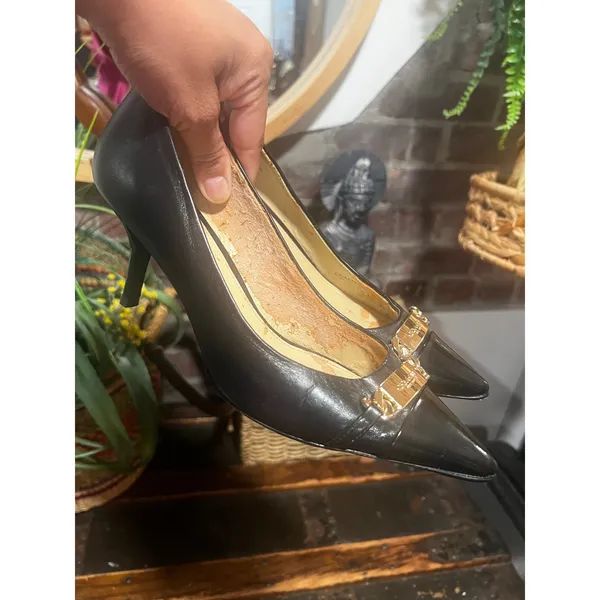Coach Black Leather Patent Cap Toe Pumps 7.5 Y2K Office Siren Heels - Image 7