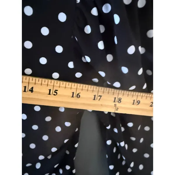 Diana Belle Womens Black White Polka Dot Tie Neck 3/4 Sleeve Blouse Top‎ Size S - Image 5