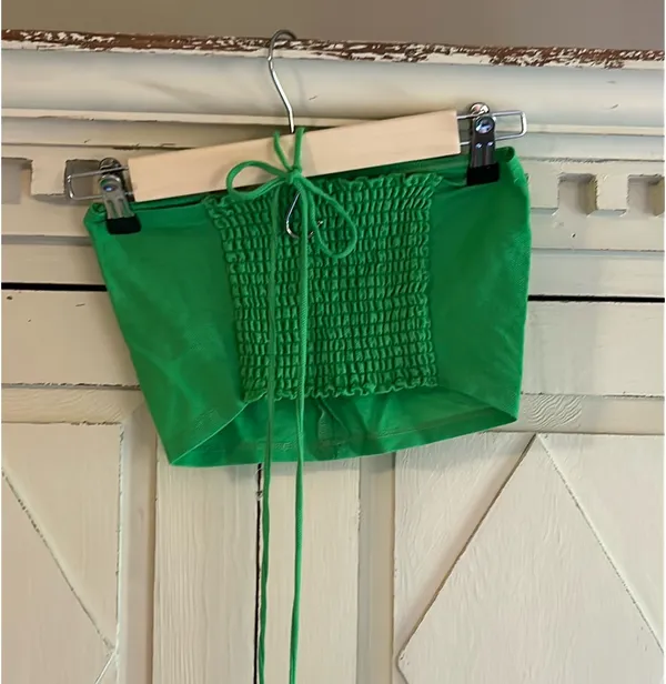 Zara Green Cropped Halter Top - Image 2