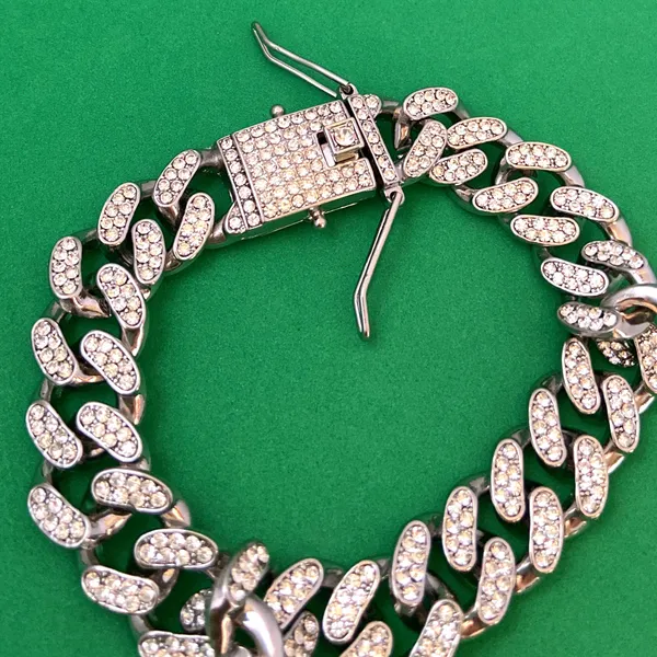 Titanium Steel Link Chain Bracelet for Men Women,CZ Cubic Zirconia Punk Hip Hop Bracelet - Image 4