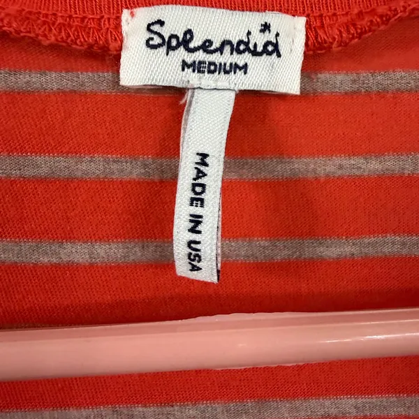 Splendid Vibrant Red and Gray Striped Top - Image 3