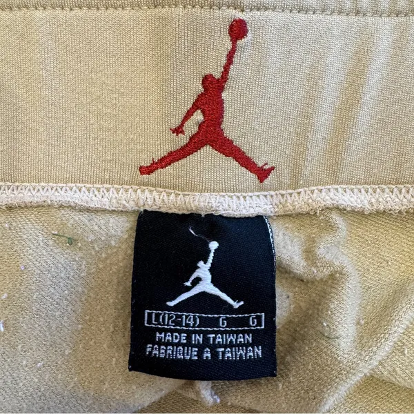 VINTAGE Jordan Womens TRACK Pants Large/Medium Tan, Red, Green,‎ Yellow Dri-Fit - Image 4