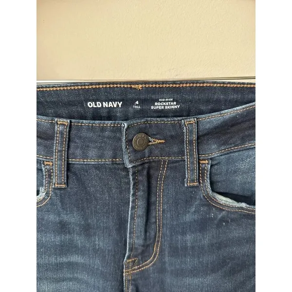 Old Navy Mid-Rise Rockstar Super Skinny Jeans Size 4 Tall - Image 2