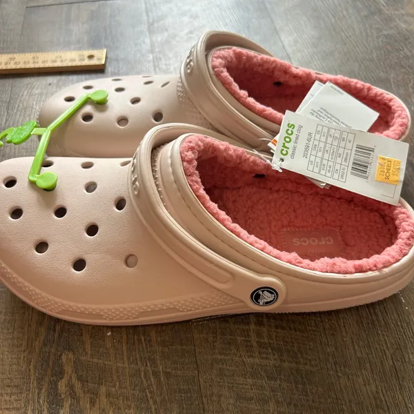 Crocs Classic Lined Clogs Quartz Pink Fuzzy Fur Slippers 203591-6UR Womens 11 - Image 6