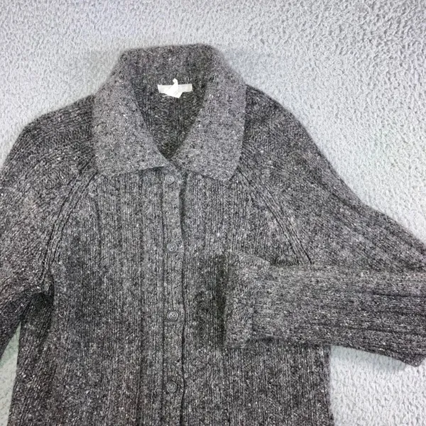 J. Crew Cardigan Sweater Women Medium Gray Wool Blend‎ Button Knit Mid Length - Image 8