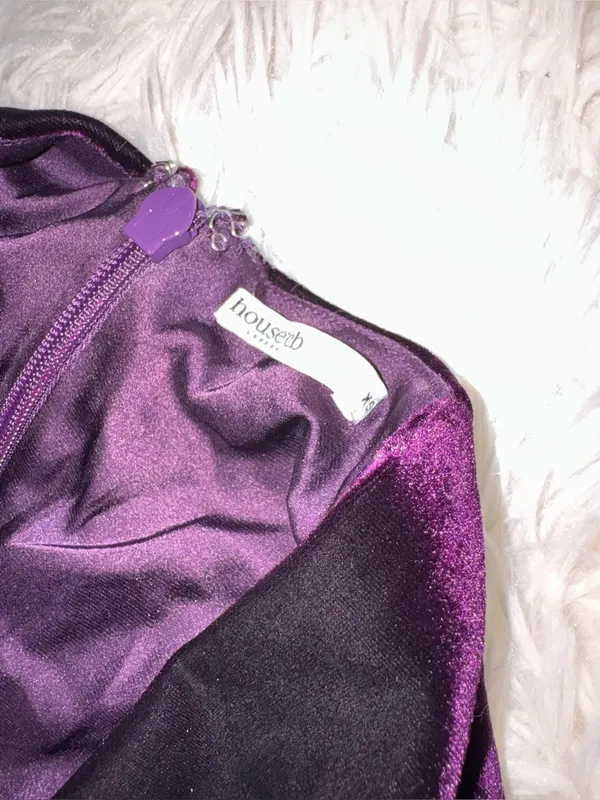 NEW House Of CB Dahna Corset Long Sleeve Purple Velvet Dress Sz XS - Image 7