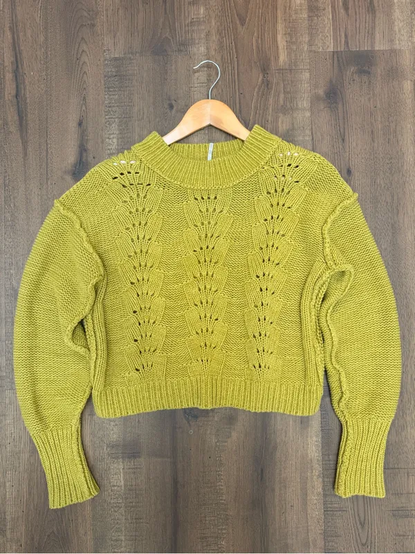 Free People Bell Song Pullover Jumper‎ Sweater Knit Green size Small - Image 5