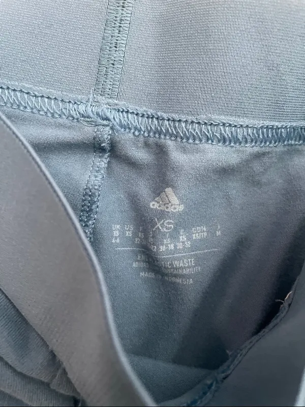 adidas Navy Blue Bike Shorts with Light Blue Stripes - Image 2