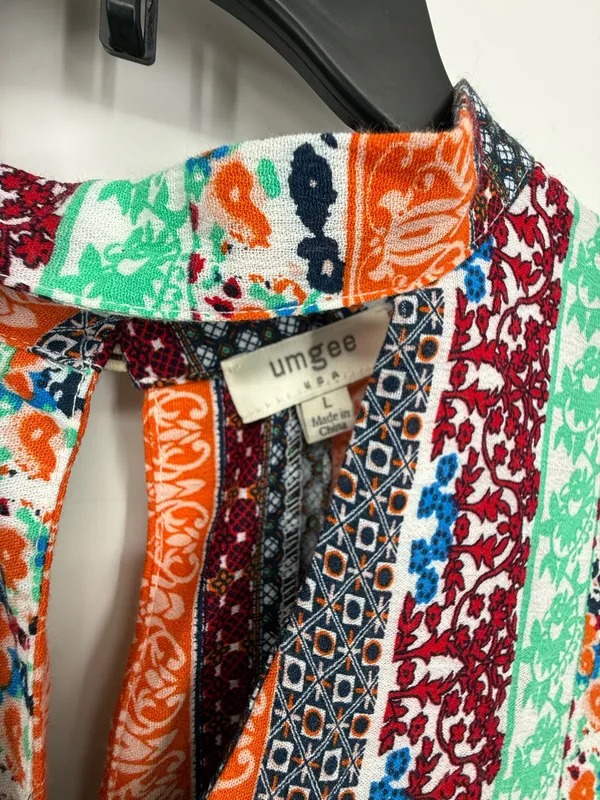 Umgee Women Tunic Dress Size Large Patchwork Multicolor Sleeveless Boho Hippie - Image 3