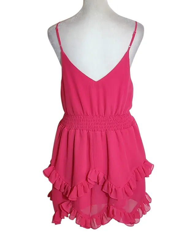 DO+BE Hot Pink Ruffle Mini Dress Size Small Wedding Guest Dress - Image 2
