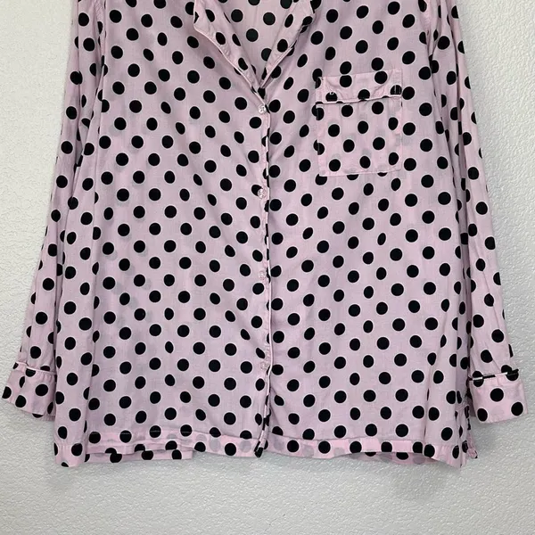 Victoria’s Secret Pink Black Polka Dot Button Down Pajama Top - Image 7