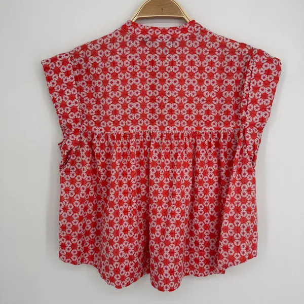 Tuckernuck Ro's Garden Nini Top Small Orange Floral Boho Flutter Sleeve Cotton - Image 7