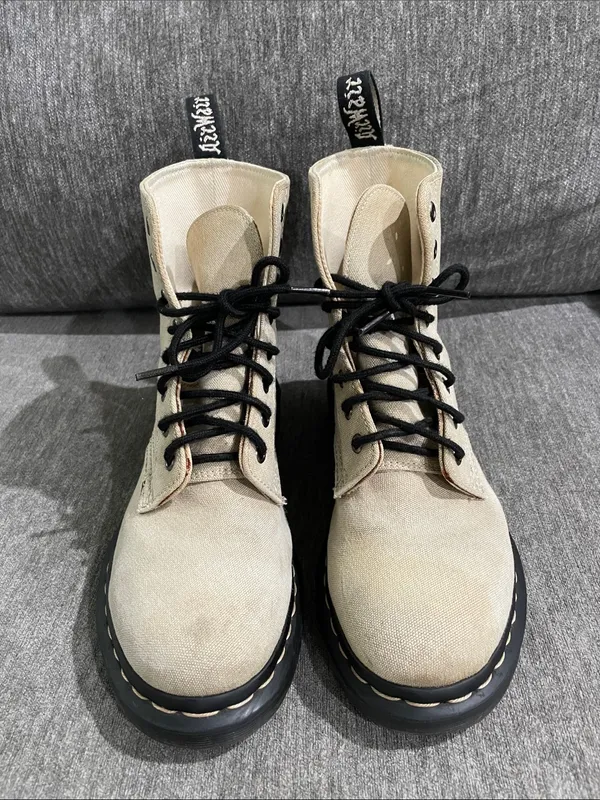 Dr. Martens Page Mix Canvas Combat Boots Size 8 - Image 4