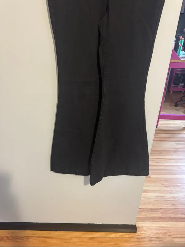 We The Free Black Flare Jeans with Crossover Waist - Image 2