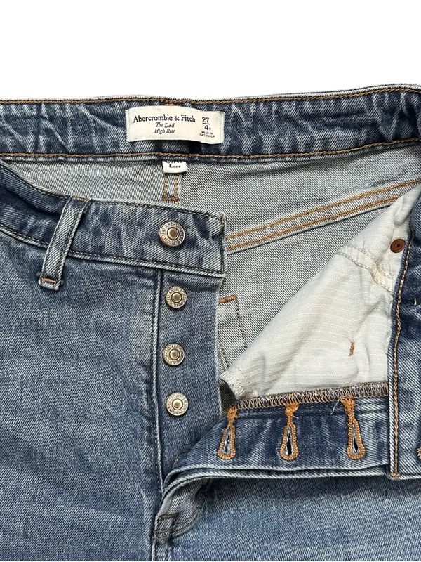 Abercrombie & Fitch Curve Love The Dad High Rise Double Knee Straight Jeans Sz 4 - Image 5