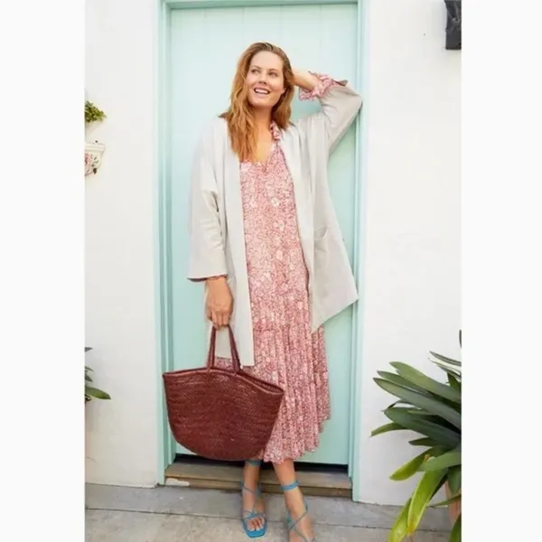 DONNI. • Anthropologie Sandwash Ribbed Sweater Coat cardigan jacket cream grey - Image 9