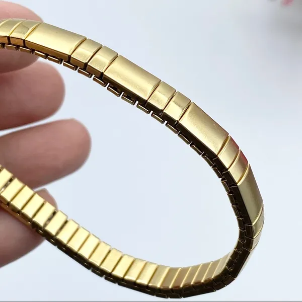 🌈3/$10 Gold-tone Omega Chain Elastic Bracelet - Image 5