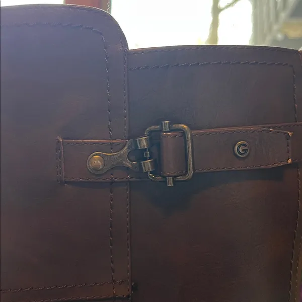 Women's Tall Brown Buckle Riding Boots with Side Zip - Image 6