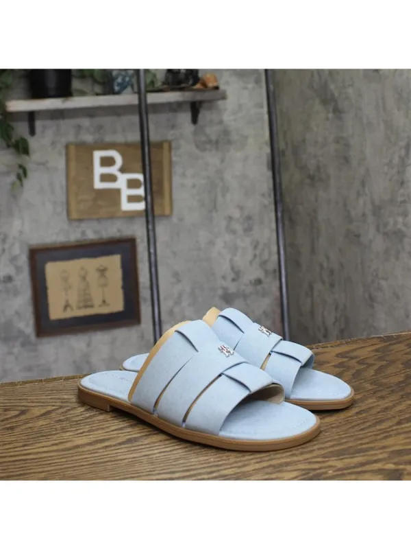 NWT Tommy Hilfiger Triple Strap Slide Open Toe Flat Sandals Light Denim Blue 7M - Image 8