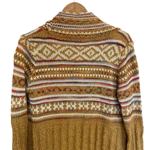Bohemian Longline Knit Cardigan With Fringe Tassel Hem Southwestern Aztec Print - Image 8