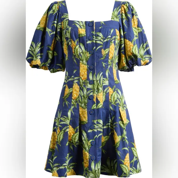 NWT FARM Rio Pineapple Print Linen Blend Minidress - Image 3