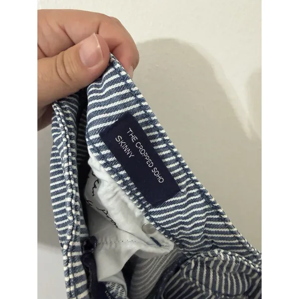 Boden The Cropped Soho Blue Striped Denim Capri Pant Skinny Sz 4 Teacher Work - Image 6