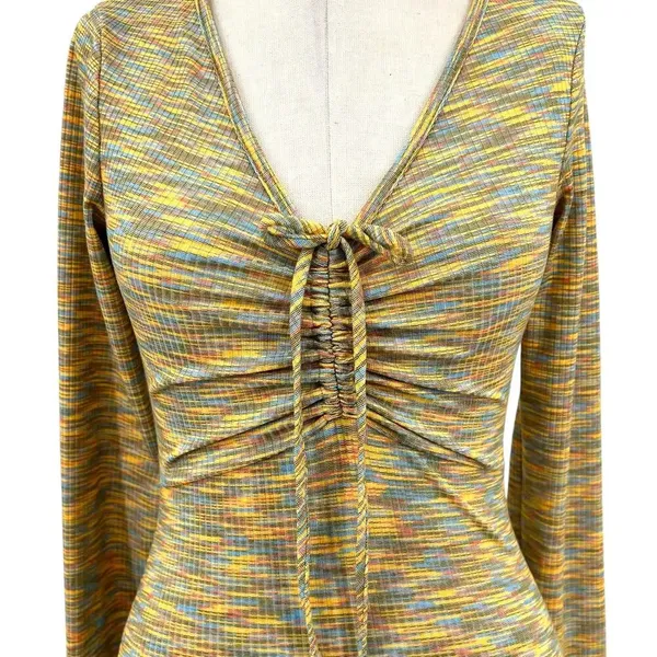 Lisa Says Gah Lotta Long Sleeve Ribbed Space Dye‎ Minidress In Honeydew Size XS - Image 6