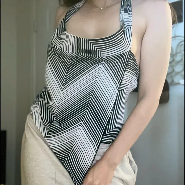Vintage 90‘s‎ gadzooks abstract asymmetric rave halter neck crop top sz medium - Image 2
