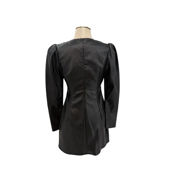 Torn by‎ Ronny Kobo Gemma Vegan Faux Leather Cut Out Mini Dress Black Size Large - Image 7