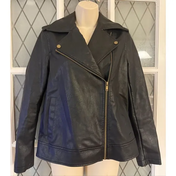 Universal Threads Women's Moto Faux Leather Jacket Black, Size Xsmall - Image 3