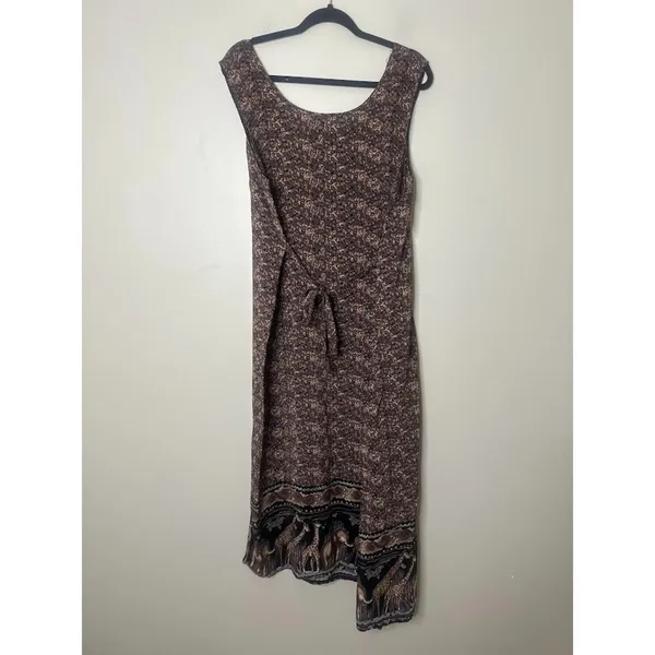 Vintage Looking Good Maxi Dress Safari Giraffe Elephant Asymmetric Tie Back 1X‎ - Image 12