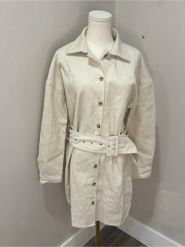 12th‎ tribe corduroy jacket-dress Medium Cream White - Image 2