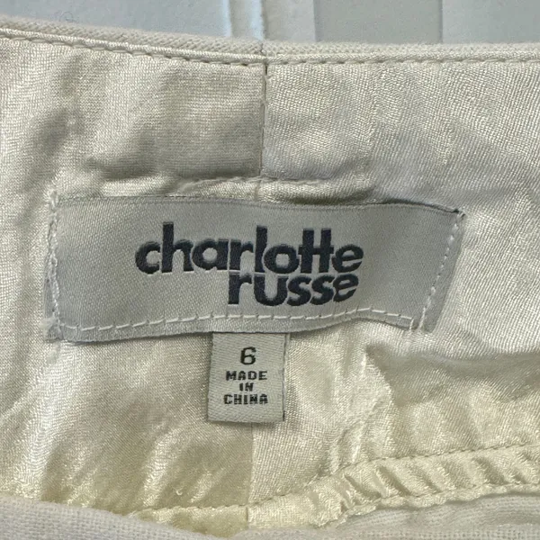 Y2K Inspired Charlotte Russe White Linen Blend Wide Leg Trousers Pants Size 6 - Image 6
