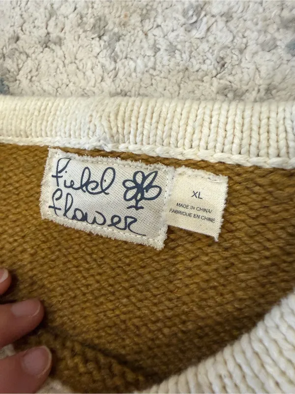 Anthropologie Field Flower Camellia Fair Isle Fuzzy Wool Blend Sweater XL - Image 5