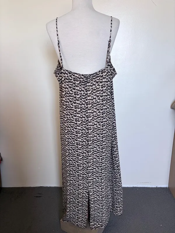 H&M Black and Cream Printed Spaghetti Strap Maxi Dress - Image 4