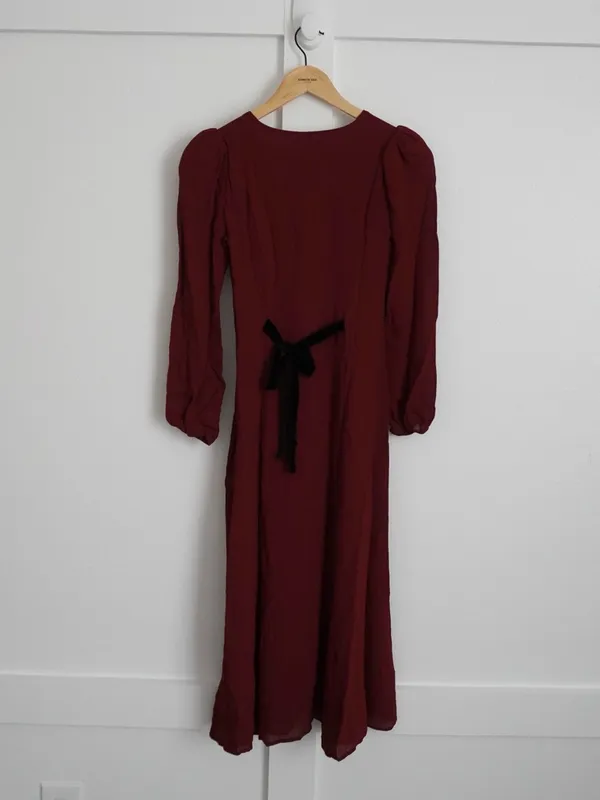 Reformation Burgundy Button-Down Midi Dress - Image 3