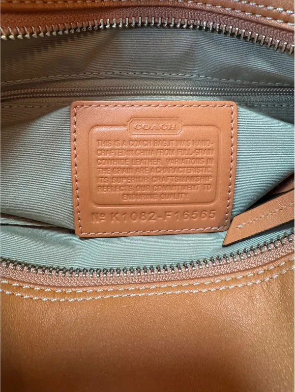 Coach Leather Shoulder Tote Bag in Metallic Orange - Image 9