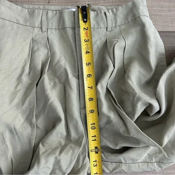 Zara High Rise Pleated Front Wide Leg Lyocell Light Sage Green Trouser Pants M - Image 7