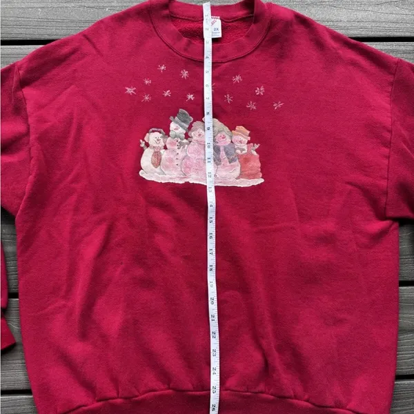 Vintage Jerzees Snowman Christmas Winter Crewneck size 2XL Made in‎ USA Cute - Image 3